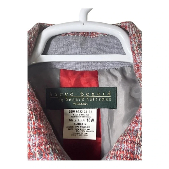 HARVE BENARD VINTAGE OPEN FRONT WOOL MIDI LENGTH COAT SIZE 18W 100% WOOL RED‎ - Picture 4 of 7